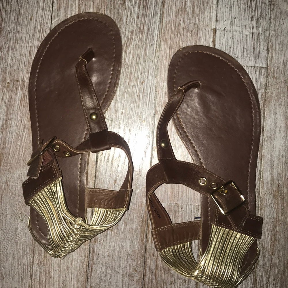 Size 7 forever 21 gold and brown sandals